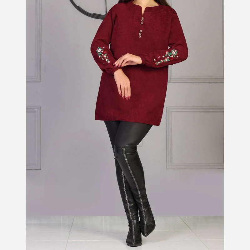 تونیک مخمل کبریتی زنانه